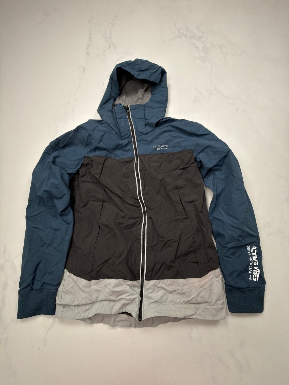H&M Colorblock Jacket Blue Black Gray 2010s Streetwear - Boys US 20 CA 14